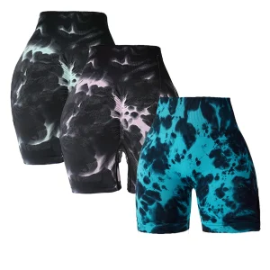 3 Pack Us Local Women's Tie-Dye Spring Summer Fitness Yoga Gym Shorts