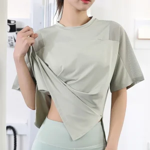 Women Yoga Top Solid Short Sleeve Sport T-Shirt